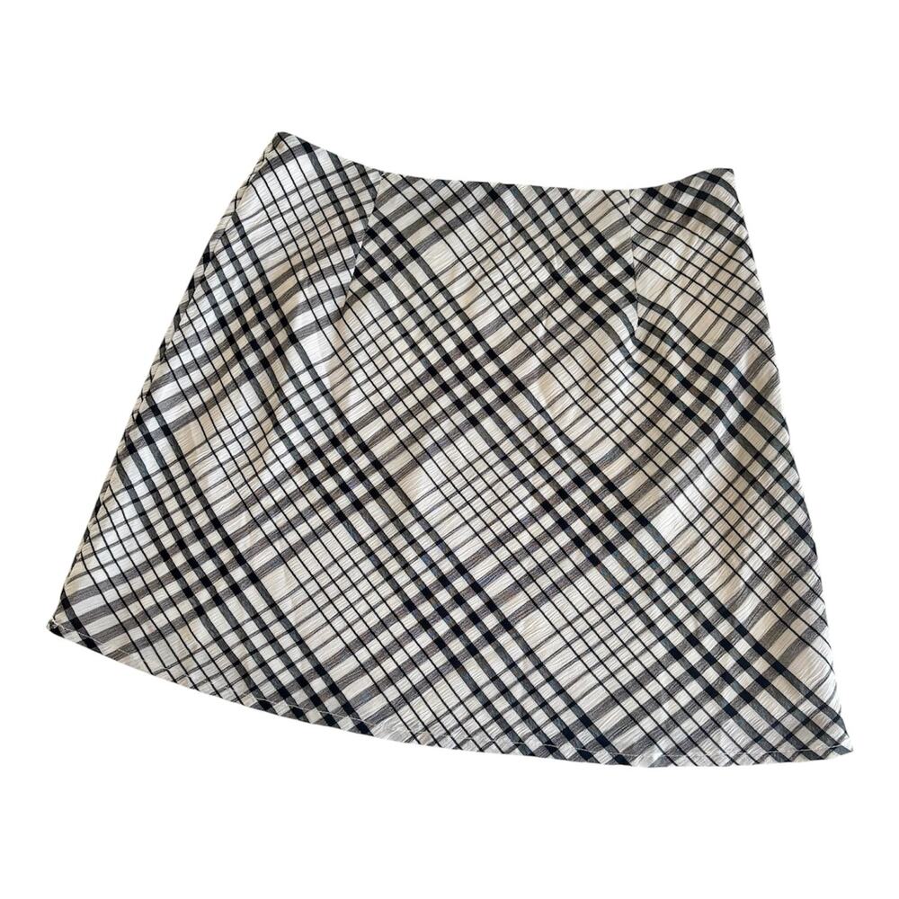 Thanne Black and White Plaid A-line Mini Skirt Size 12 NWT 90s Preppy Academia